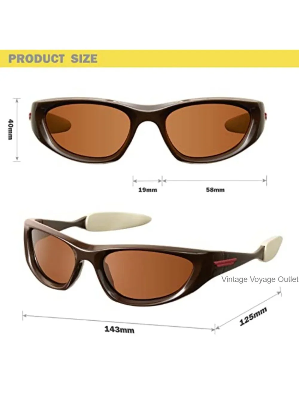 Y2K Wrap Around Sunglasses UV400 Protection Polycarbonate Lens